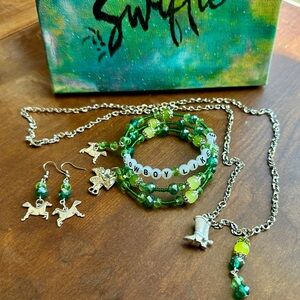 Cowboy Like Me Green Beaded Bracelet necklace 3 piece Set Jewelry Taylor Swift